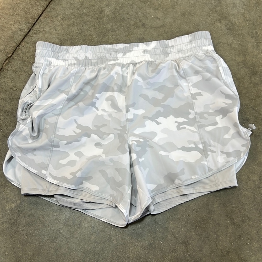 Avia White and Light Gray Camo Running Shorts